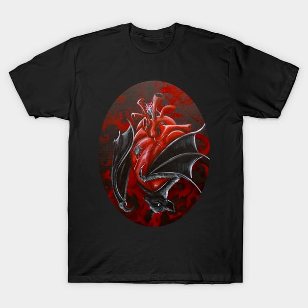 Gothic Heart with Bat T-Shirt by Artelies202